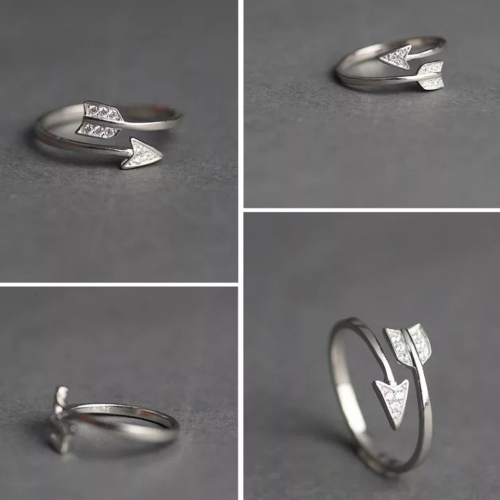LUCCA Silver Arrow Adjustable Ring Stamped 925 - Picture 4 of 7